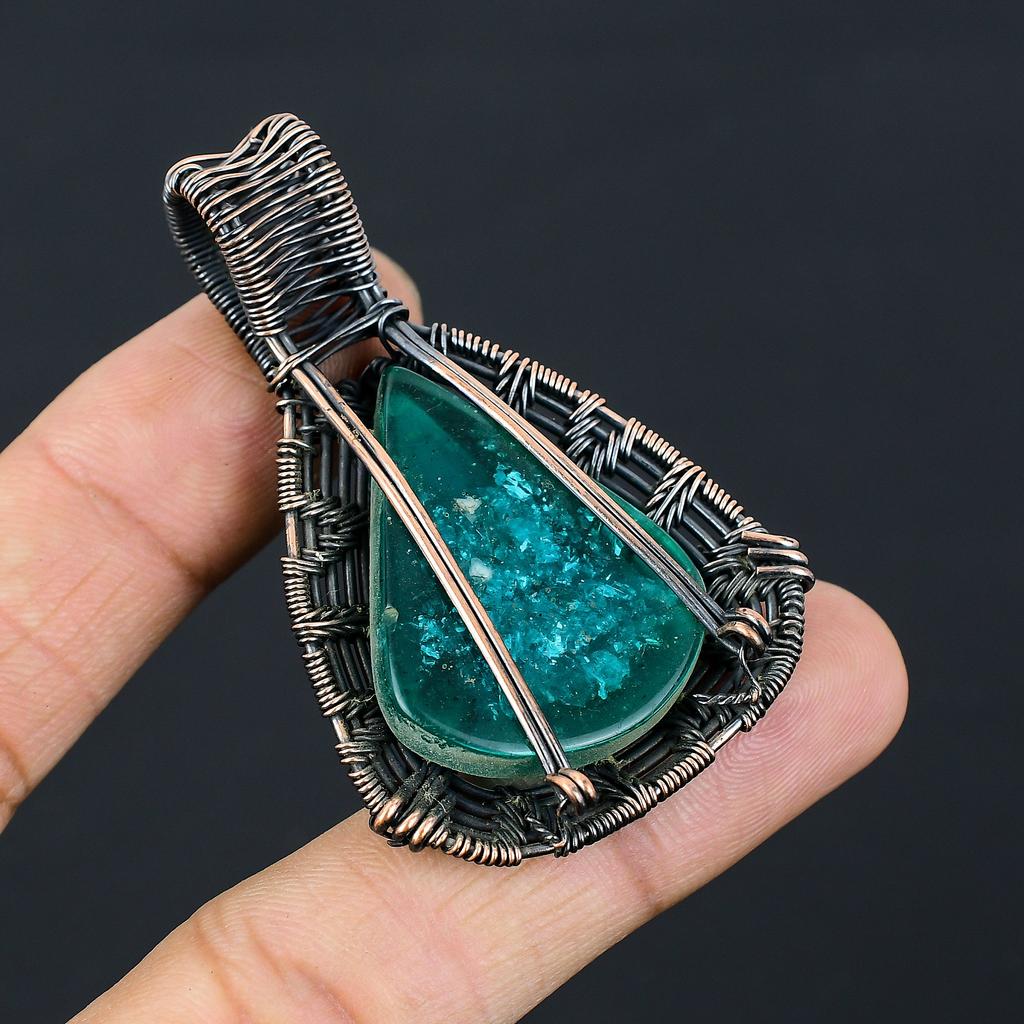 Подвеска ручной работы из медной проволоки из натурального синего балтийского янтаря 2,24 дюйма F3E26