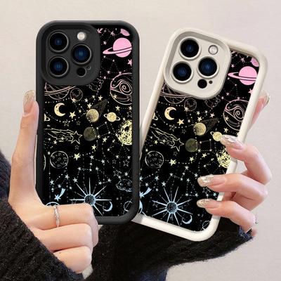 JT179 Красочный Космос Космический Рисунок для iPhone 17 16 15 Pro Max Samsung S26 S25 S24 Ultra A17 A16 A07 A56 Xiaomi 15T Redmi 15c 14C Мягкий ТПУ Чехол