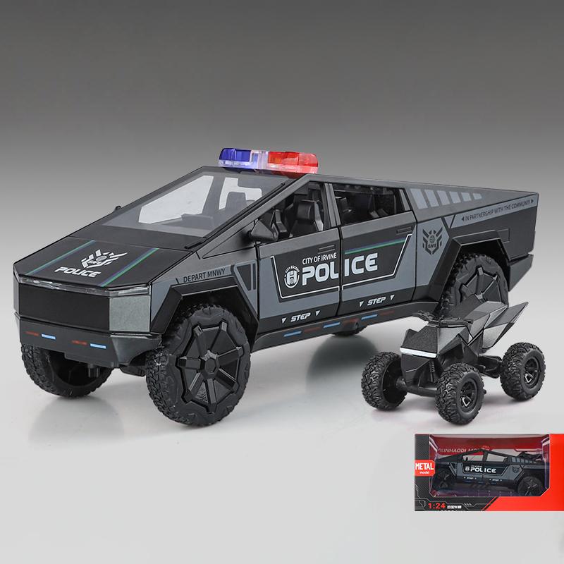 1/24 Полицейский Cybertruck Tesla Внедорожник Сплав Металл Литая Модель Автомобиля Коллекции для улицы Классическая Модная Игрушка Украшения Валюнтин Дети
