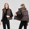 Leopard print stand-up collar short cotton jacket vest women's autumn and winter new design sense thickened vest vest down cotton