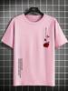 Men's Summer Loose Size 100% Cotton Rose Print Casual Slim Round Neck Fashion Short Sleeve T-shirt Top