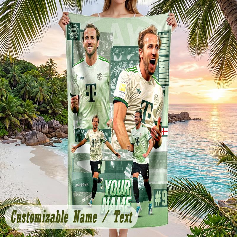 Beach Towel Harry Kane Print Custom Name Text Soft Towel for Swimming Pool