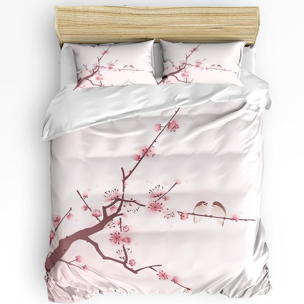 Japanese Mount Fuji Sakura Tree Flower Duvet Cover 3pcs Bedding Set Home Textile Quilt Cover Pillowcases Bedding Set No Sheet