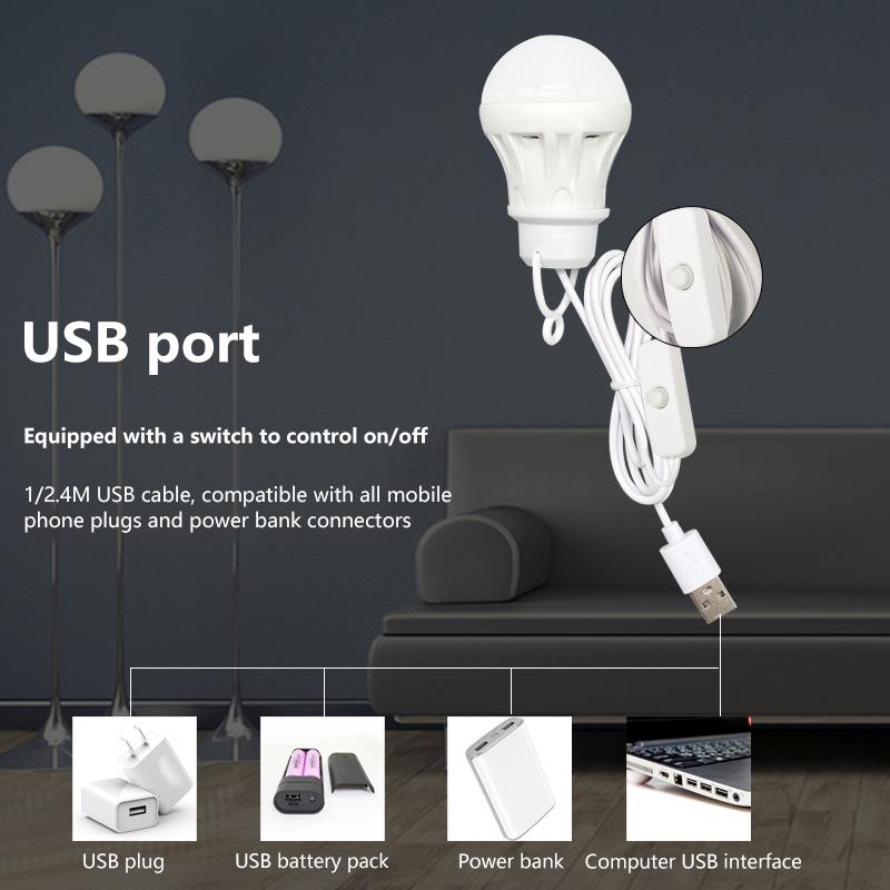 USB светодиодная лампочка DC5V для кемпинга, аварийного освещения, подвесная лампа для палатки, для рыбалки, барбекю, кемпинга