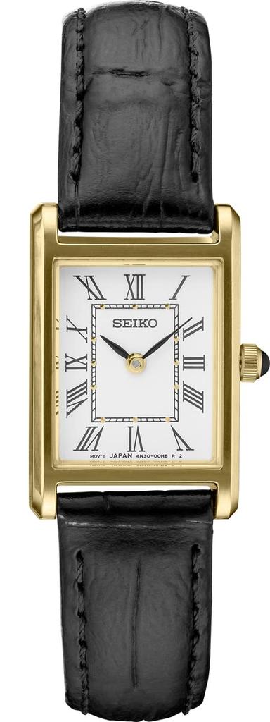 Seiko Watch Square Design Quartz SWR054 White Dial X Black Leather Band [Seiko] Women's [Item]