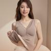 2pcs Autumn and Winter Seamless with Chest Pad Integrated Fixed Cup Base Warm Vest Women's Large Size Underwear Free Bra