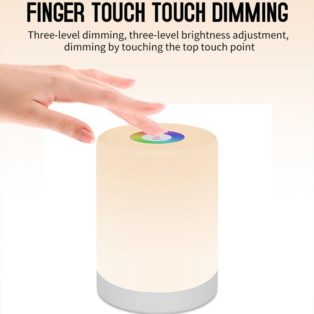 Touch Control Night Light Portable RGB Color Change Bedside Night Lamp USB Charging Dimmable Atmosphere Light Fir Home Bedroom