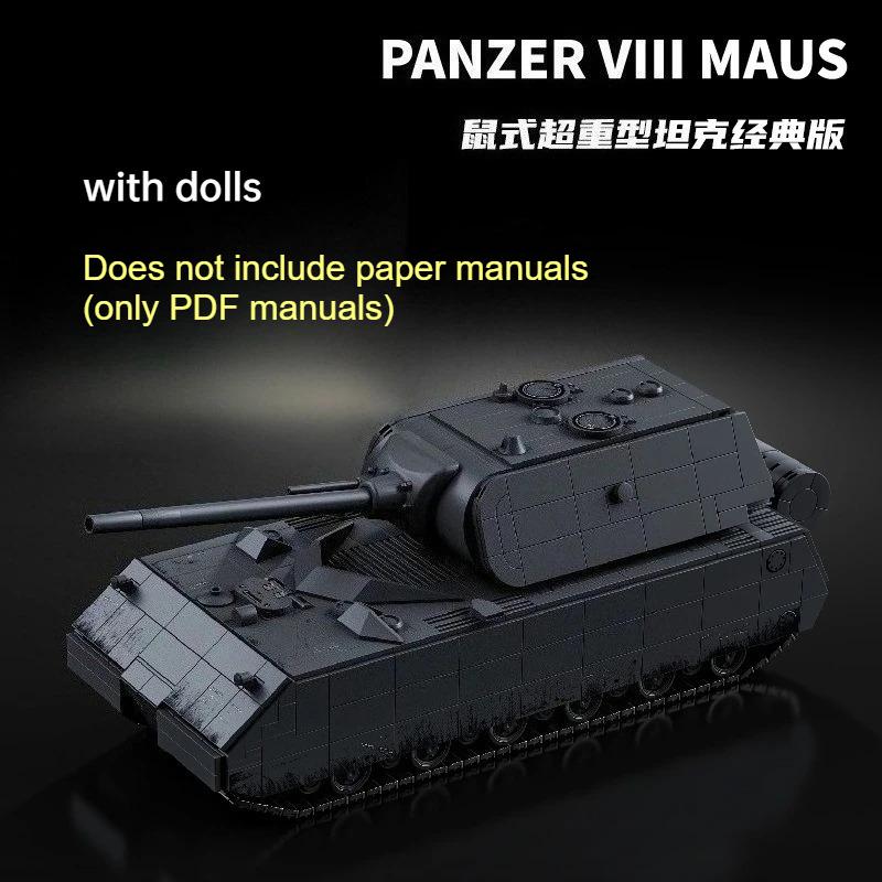 12go MOC Military Mouse Heavy Tank Building Block Set 1322/S04 Tiger Tank Model Infantry Vehicle Bricks Model Boy Toy for Adult