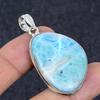 Ларимар Драгоценный камень Ручная работа 925 Стерлинговое серебро Ювелирное изделие Подвеска 2.01" Q2G09