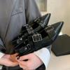 Летняя модель остроносых туфель Мэри Джейн для женщин с юбкой Маленькие кожаные туфли Ретро массивные туфли для женщин