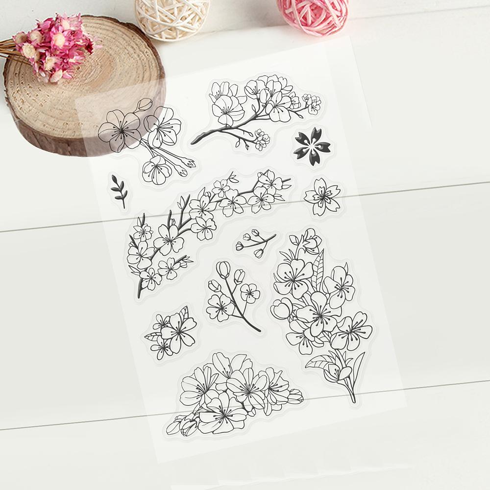 PVC Plastic Stamps for DIY Scrapbooking Photo Album Decorative Cards Making Stamp Sheets Flower Pattern 16x11x0.3cm