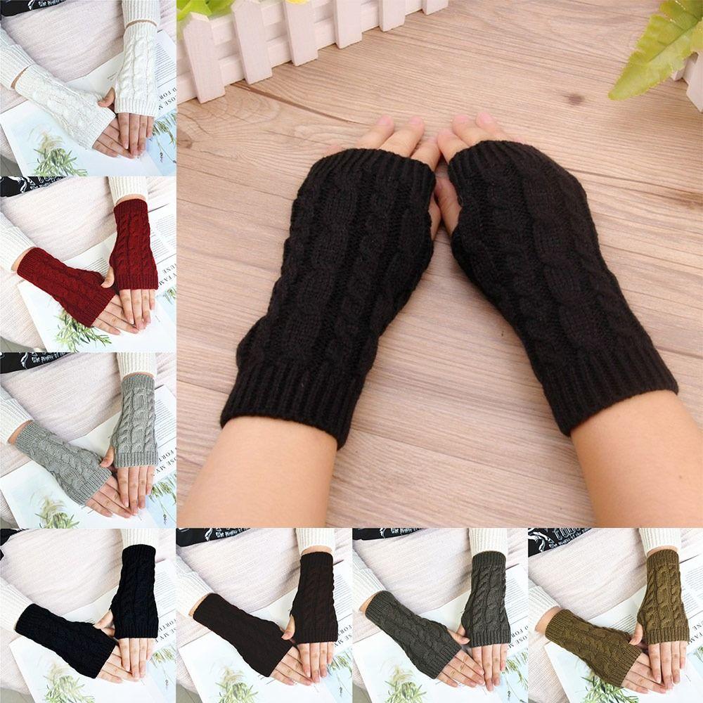 Solid Color Knitting Gloves Thicken Fingerless Glove Comfortable Women Gloves Women