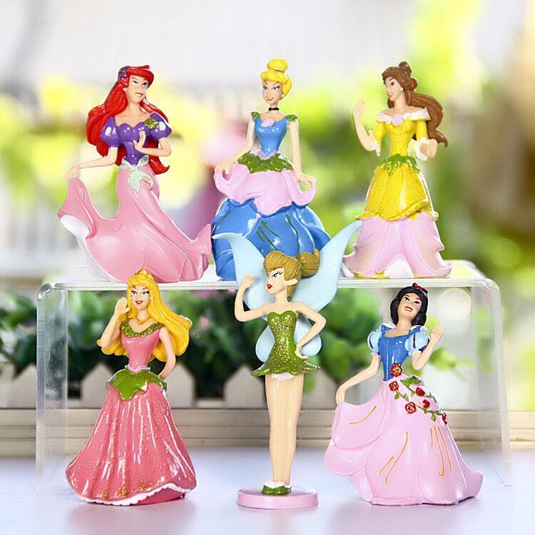 Timeless 6pcs Disney Princess Figurines Set With Aurora Belle For Cake Toppers