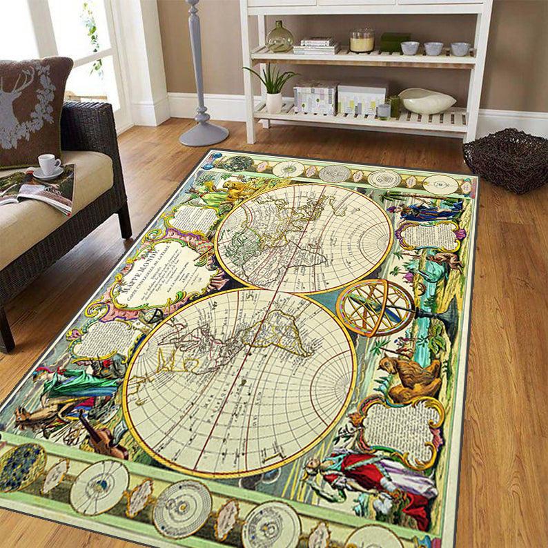 Ковер с навигационной картой древнего мира для гостиной, мягкий фланелевой коврик для спальни, противоскользящий коврик для ванной комнаты, детский игровой коврик