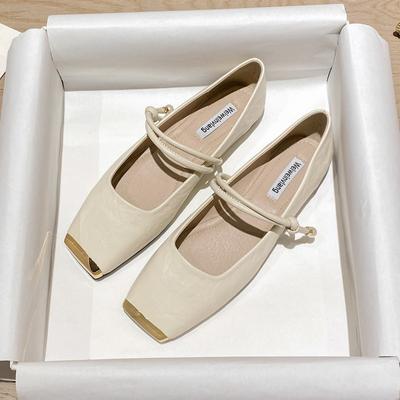 Туфли женские с квадратным носком, с плоским дном, с одним ремешком, туфли Мэри Джейн, французские туфли с неглубоким носком, женские туфли из сои