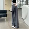 Модные новые женские прямые широкие брюки с высокой талией, простые офисные женские однотонные повседневные брюки, свободные элегантные облегающие женские брюки с карманами 25625