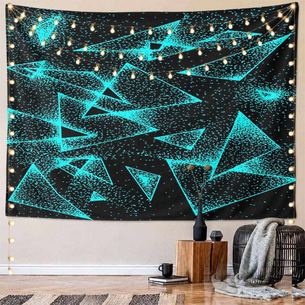 Geometric Neon Triangles Design Pattern Wall Hanging Tapestry Decorative Tapestry Home Decor for Bedroom and Living Room