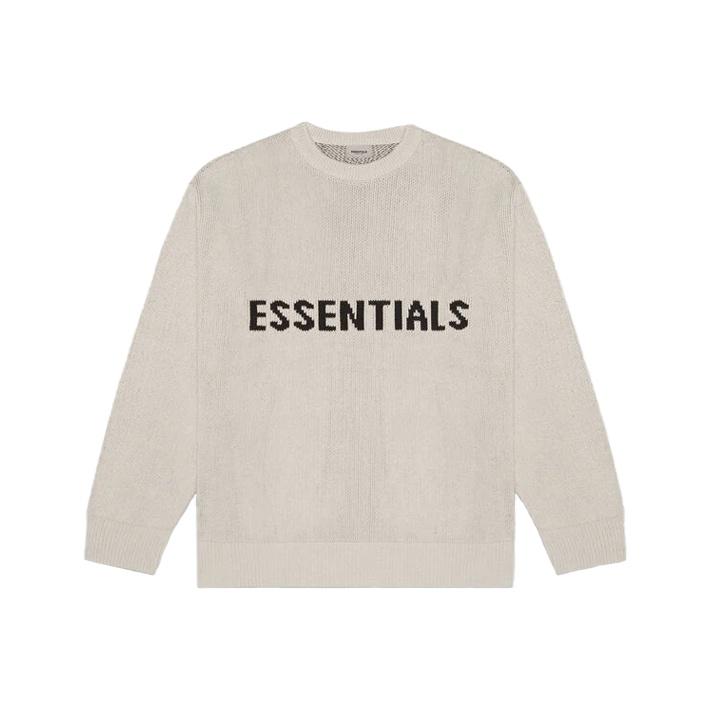 Fear of God Essentials Осенняя/Зимняя коллекция 2020 года Вязаный свитер с круглым вырезом и принтом Американский тяжелый свитер Унисекс свитер Мохово-зеленый 0192508520005245