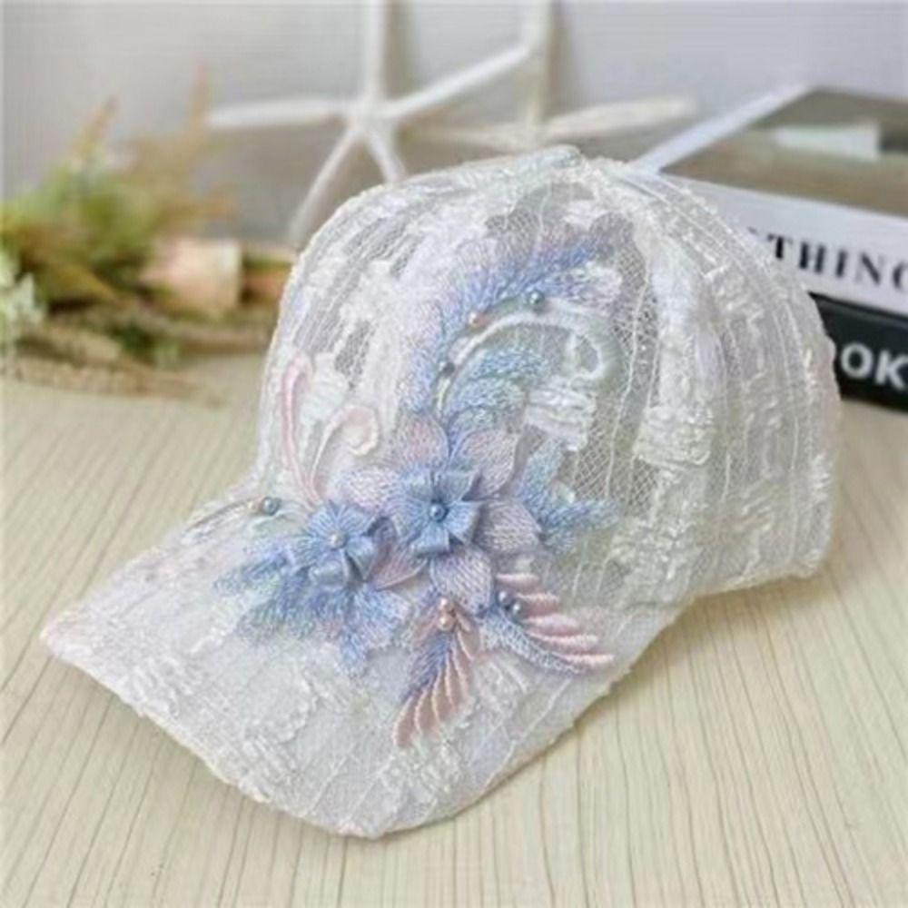 Summer Lace Baseball Cap Embroidered Flowers Sunscreen Hat New Rebound Cap For Women Girls