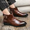 Fashion Golden Sapling Chelsea Boots for Men Casual Business Shoes Men's Boot Formal Dress Shoe Leisure Party Footwear Male Formal Flats