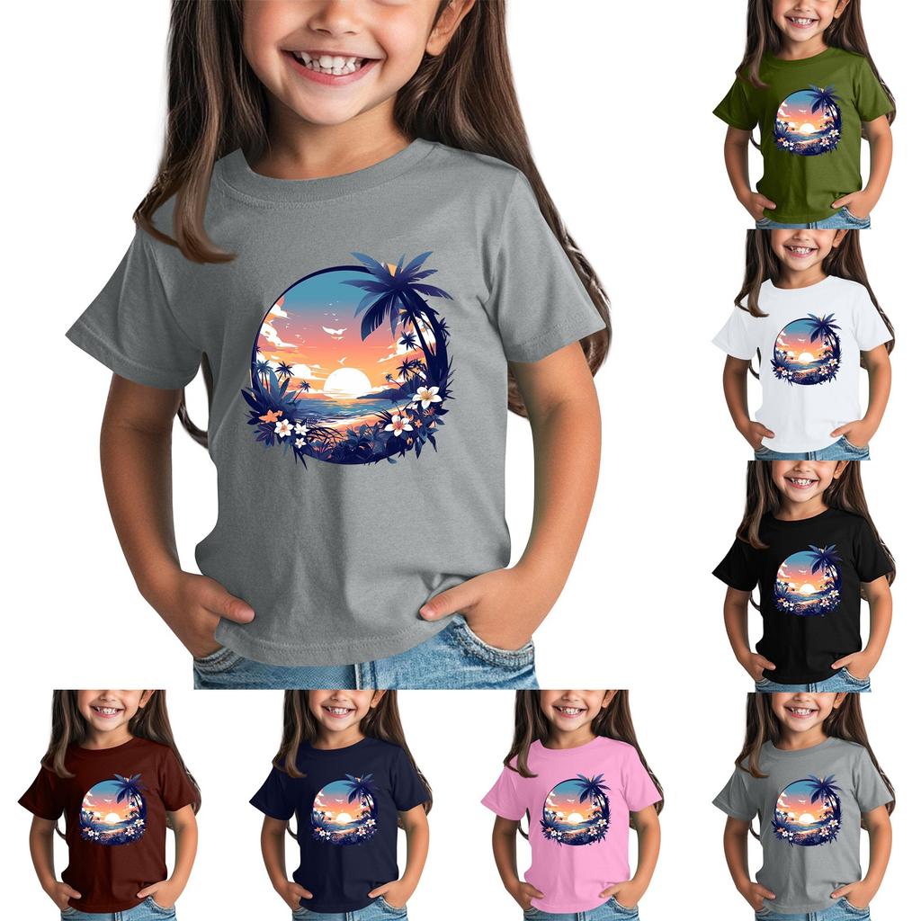 Детская модная повседневная футболка с круглым вырезом и короткими рукавами