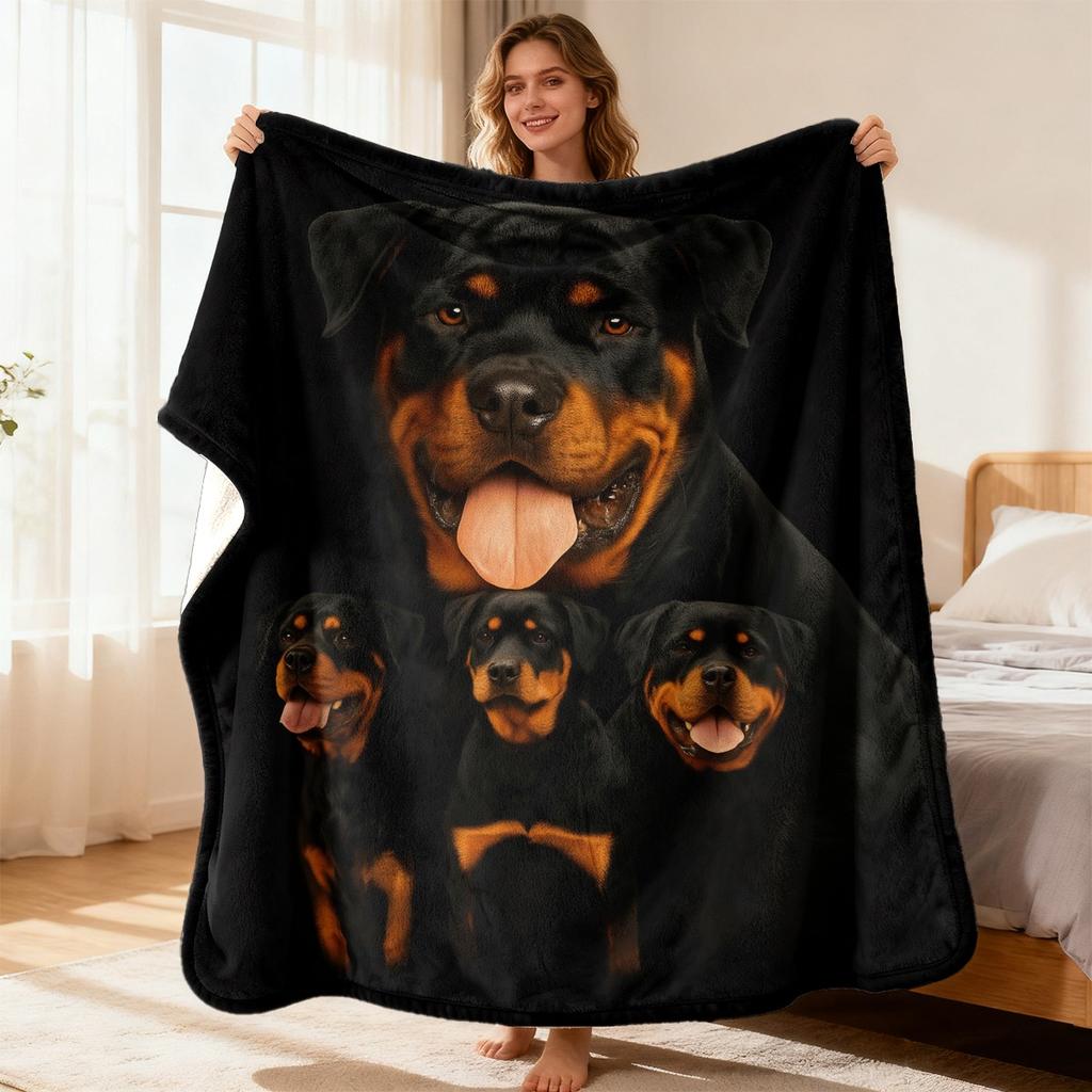 Dog Print Blanket Flannel Blanket Soft Warm Throw Blanket Nap Blanket for Couch Sofa Office Camping Travel Multi-Purpose Gift Blan