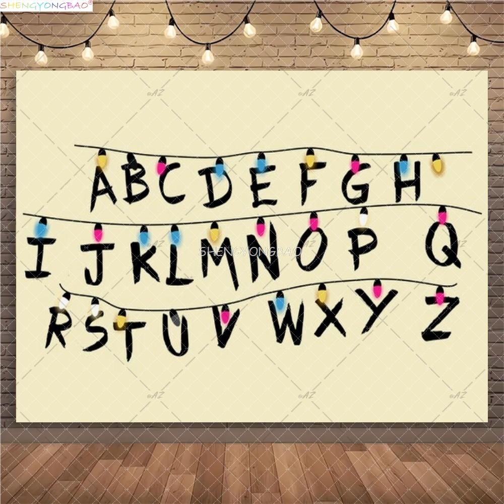 American TV Stranger Luminous Letter Photography Backdrops Prop Alphabet Light Baby Gift Birthday Party Background ZZ-02