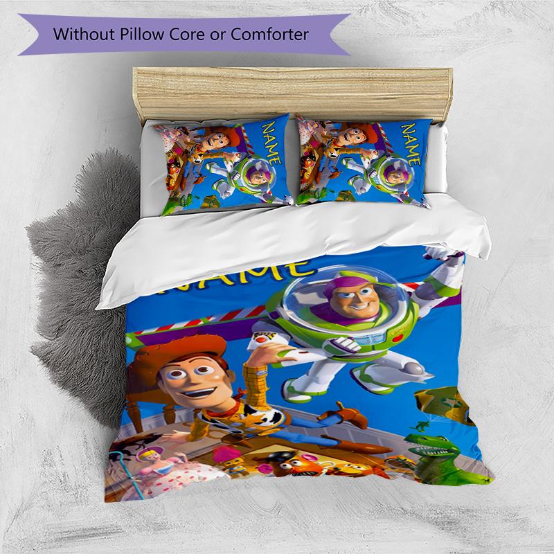 3pcs Toy Story1 Cover Set - Personalized Name, HD Printed Bedding with 1 Cover and 2 Pillowcases - Perfect for Home Decor, Easy Care