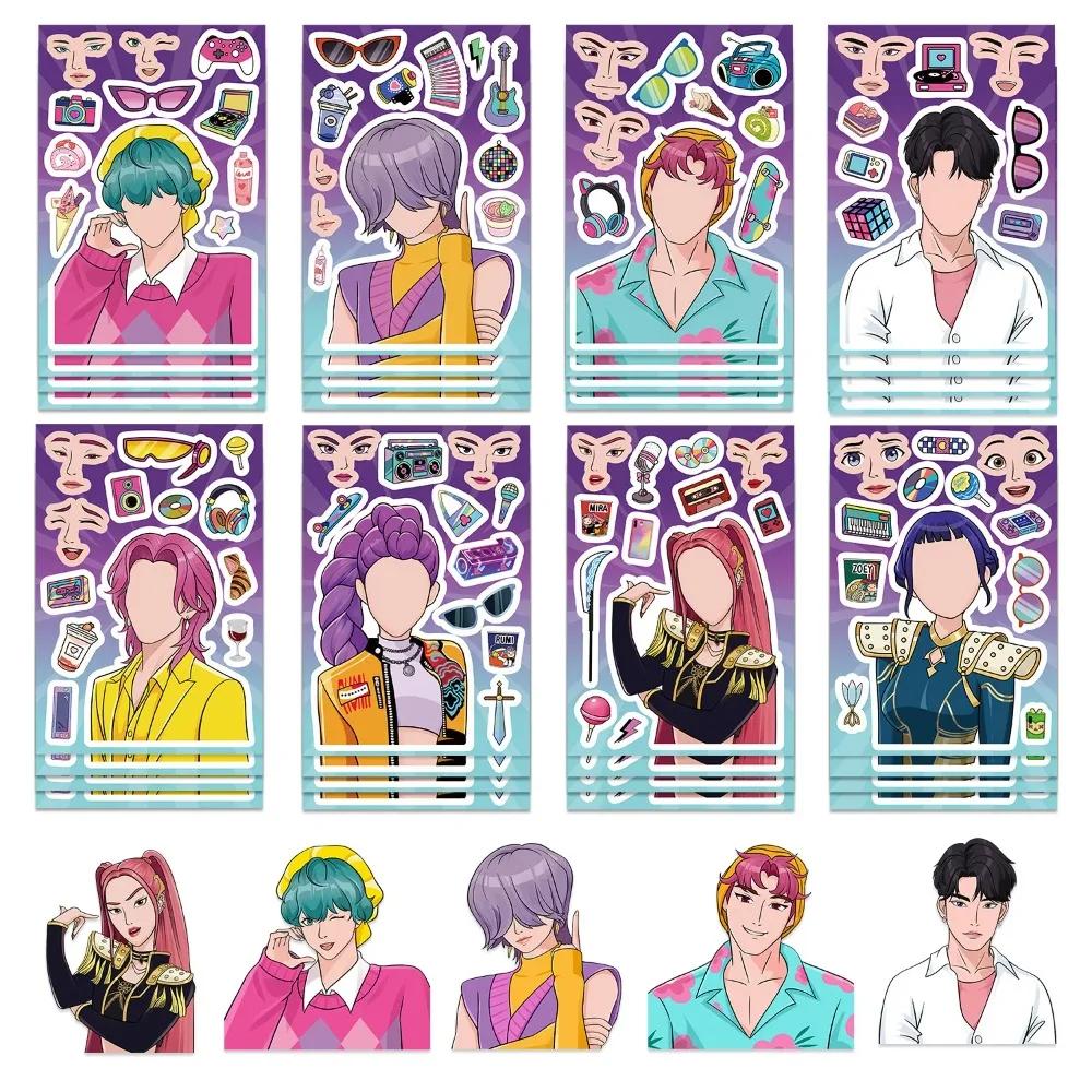 Мультяшные K-POP Игрушки Пазлы Наклейки DIY Рукоделие Канцелярские Водонепроницаемые Сделай Лицо Набор 8/16/24 ШТ для Творчества И Развлечений