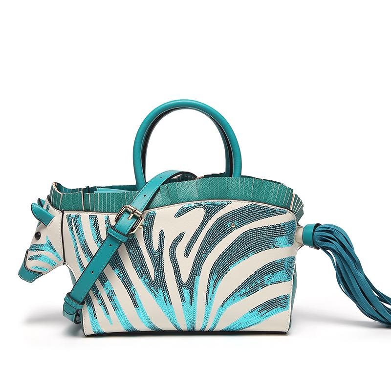 Женская сумка через плечо с пайетками зебры - Новый стиль, Нишевый дизайн, Контрастный цвет, Высококачественная текстура, Личностная сумка-мессенджер