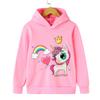 New Fashion Hoodies Cute Rainbow Crown Unicorn Print Hooded for Boys Girls Long Sleeve Pullover Cartoon Anime Unicorn Sweatshirt