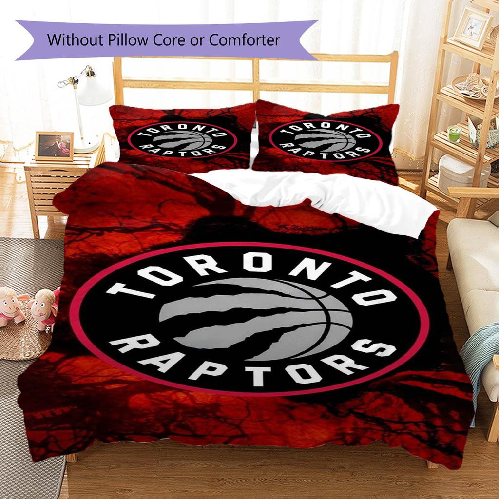 Toronto Raptors Pattern Bedding Set Quilt Cover Pillowcase Home Decor Gift (1 * duvet cover + 2 * pillowcase, without core)