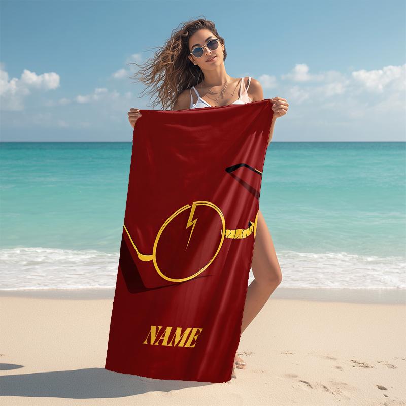 Personalized Golden Beach Towel Microfiber Beach Towel Thin Absorbent for Beach Swimming Yoga Bath Sports. 0910377