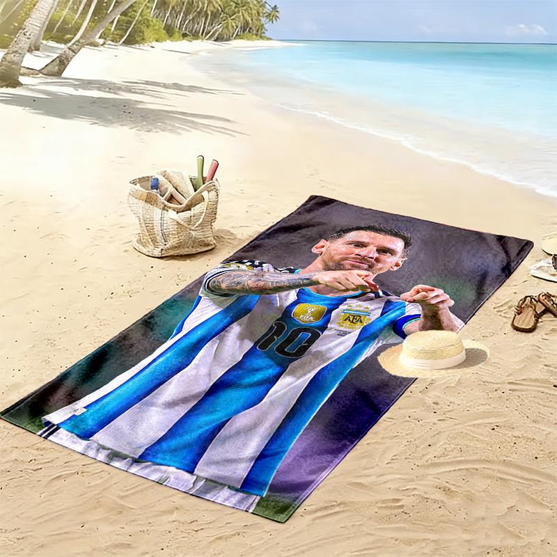 Пляжное полотенце с принтом Месси, Большое мягкое быстросохнущее полотенце для пляжа, кемпинга, плавания