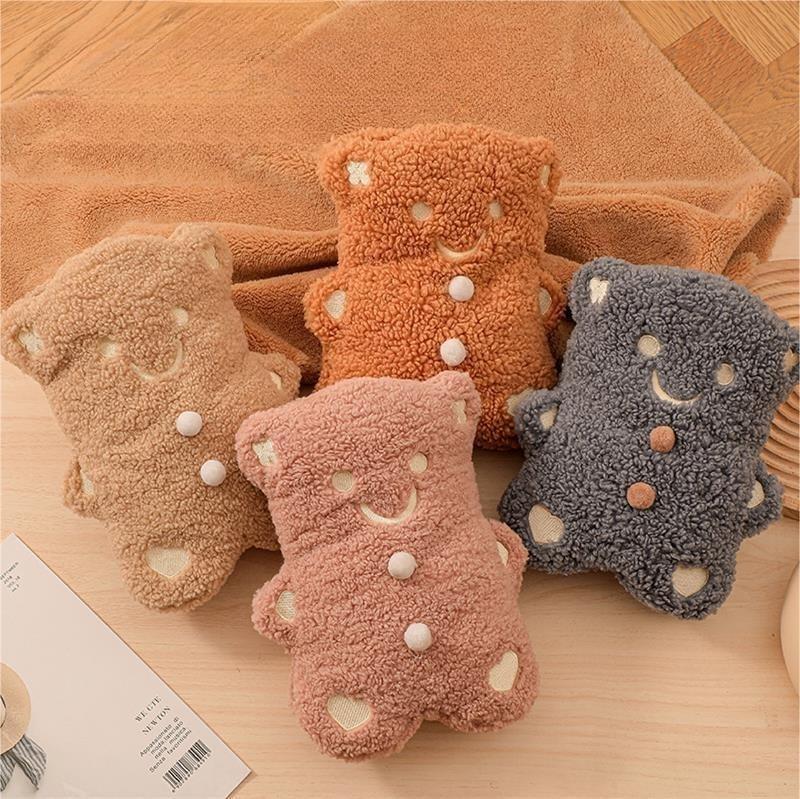 The New Hot-selling Cute Cartoon Cookie Bear Hot Water Bottle Winter Plush Warm Water Bag Warm Belly Warm Feet Warm Bed