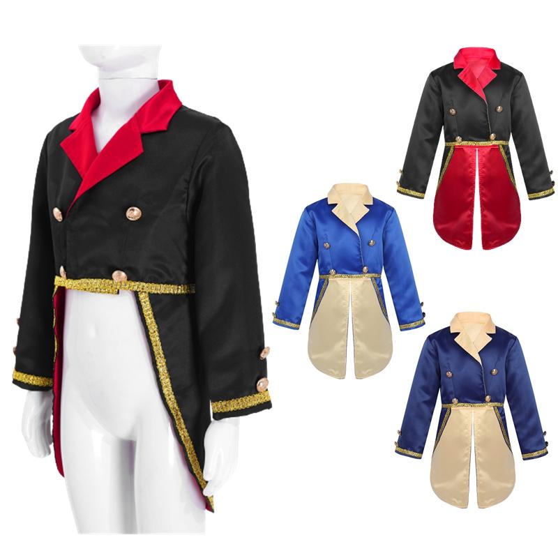 Stage Performance Costume Kids Boys Long Sleeve Turn-Down Collar Jacket Tailcoat Prince Cosplay