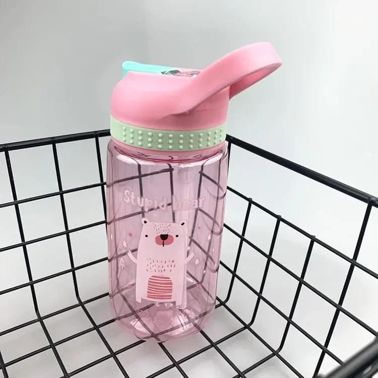 Высококачественная детская бутылка для воды с трубочкой, не содержащий BPA детский питьевой чайник 480 мл, здоровая пластиковая портативная школьная кружка