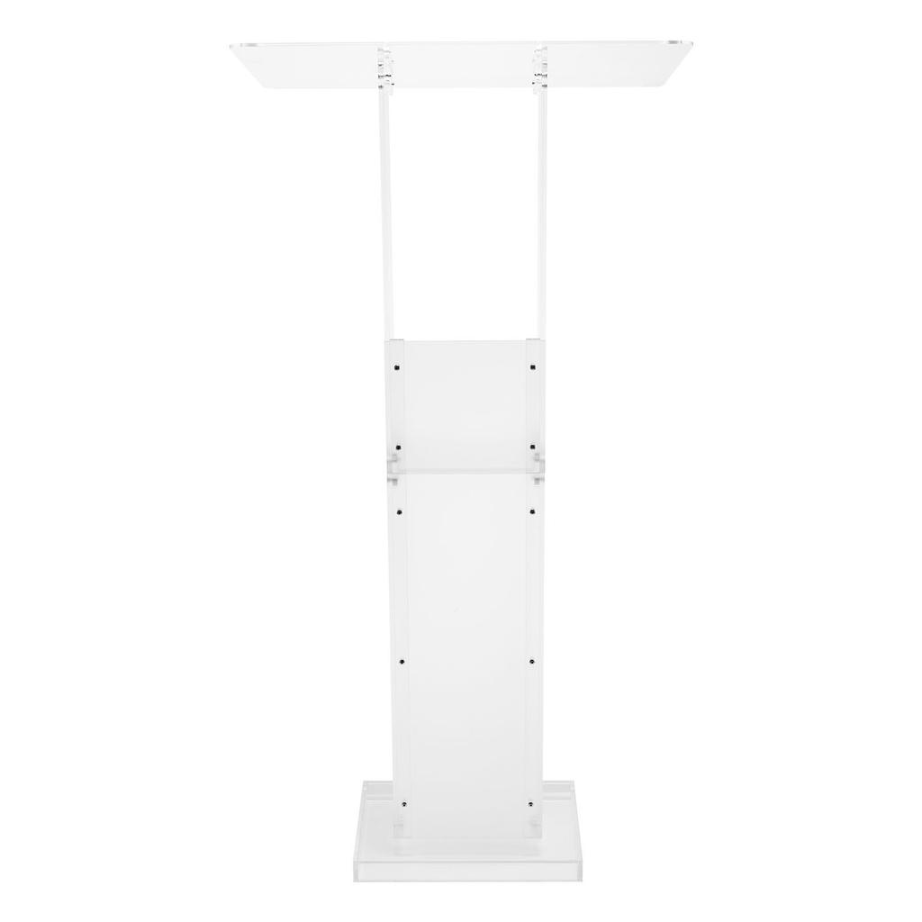 VEVOR Podium Stand, 1265 mm Acrylic Lectern, Portable Laptop Desk with Wide Reading Surface and Storage Shelf, Book Stopper, Floor-Standing