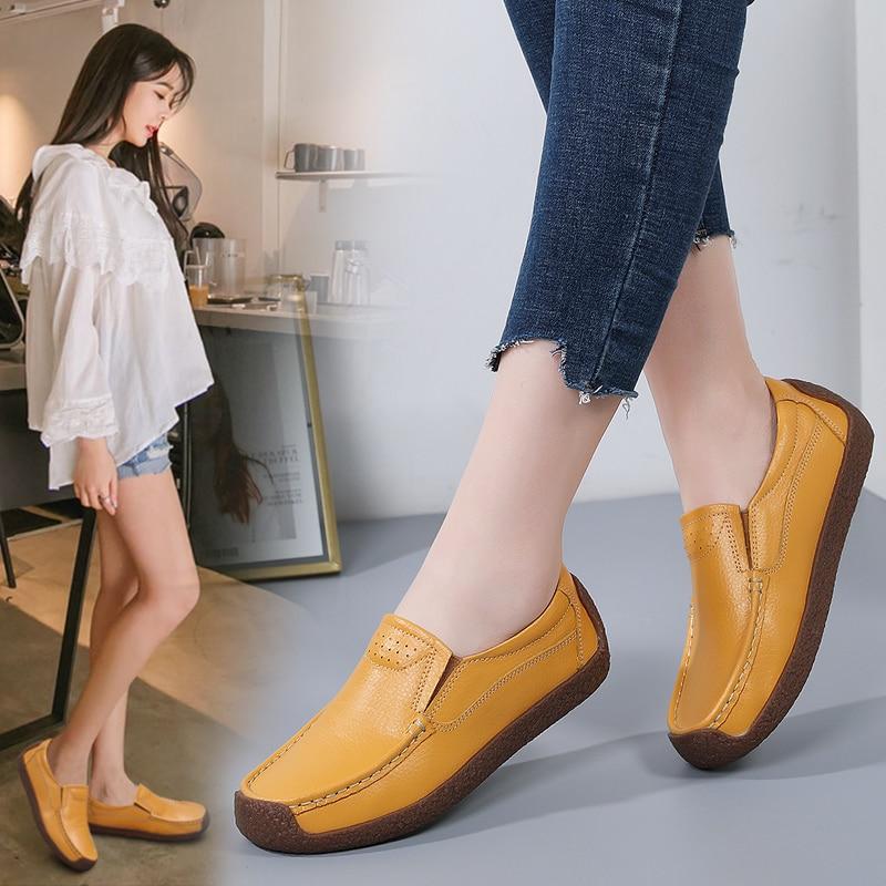 Women Loafers Casual Plus Size 35-42 Flat-bottomed Peas Soft Flats Driving Shoes
