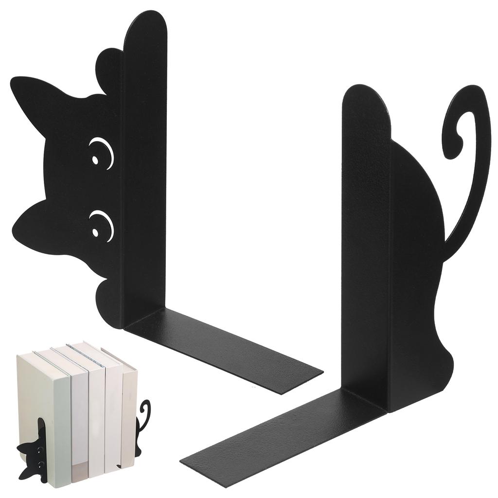 2 Pcs Dragon/Cat Bookend Metal Book Holder Rust Resistant Stable Support Book Holders Documents Storage Bookends for Home Office
