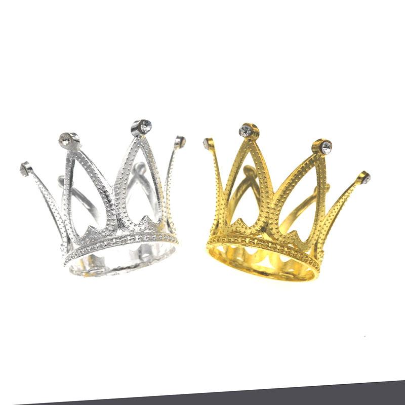 Factory Direct Supply Birthday Cake Baking Decoration Zinc Alloy Children's Small Round Crown Mini Crown Ornament In Stock