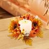 Candle Ring Artificial Wreath Harvest for Party Thanksgiving Tabletop