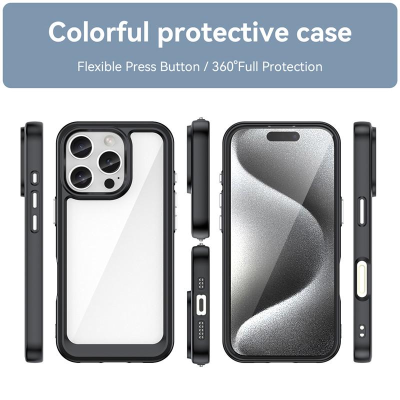 Для iPhone 16 Pro Max чехол для iPhone 16 Pro Чехол ударопрочный цветной мягкий край силиконовый прозрачный бампер для iPhone 16 Plus
