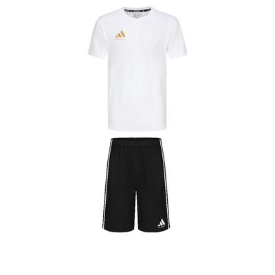 adidas Футболка с круглым вырезом и коротким рукавом для тхэквондо, удобная, простая, модная, спортивная, повседневная. ADICLTS24CTK-WG+S21ATMSH2T-BW