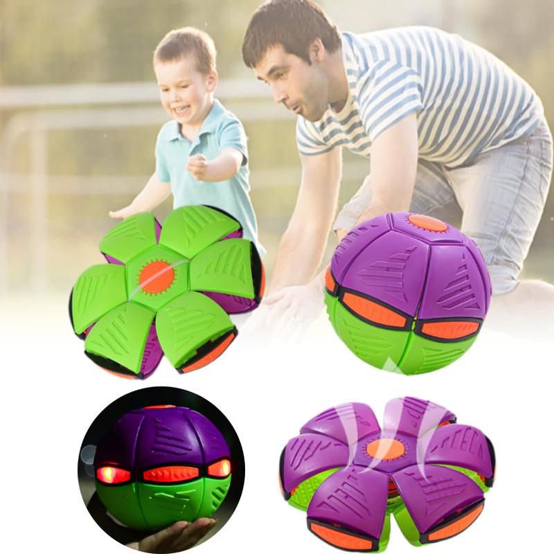 Ball Saucer Flying Deformation Bouncing Music Lights Kid Toy Pet Outdoor