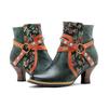 Johnature Сапоги из натуральной кожи. Модные женские туфли на высоком каблуке. Короткие сапоги в стиле ретро с заклепками в стиле пэчворк.
