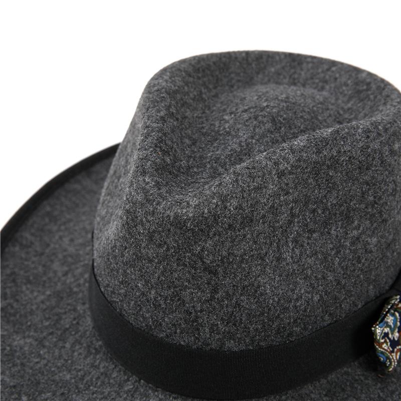 Высококачественная шерстяная джазовая шляпа, красивые аксессуары-банты, мужская сезонная теплая шляпа-цилиндр