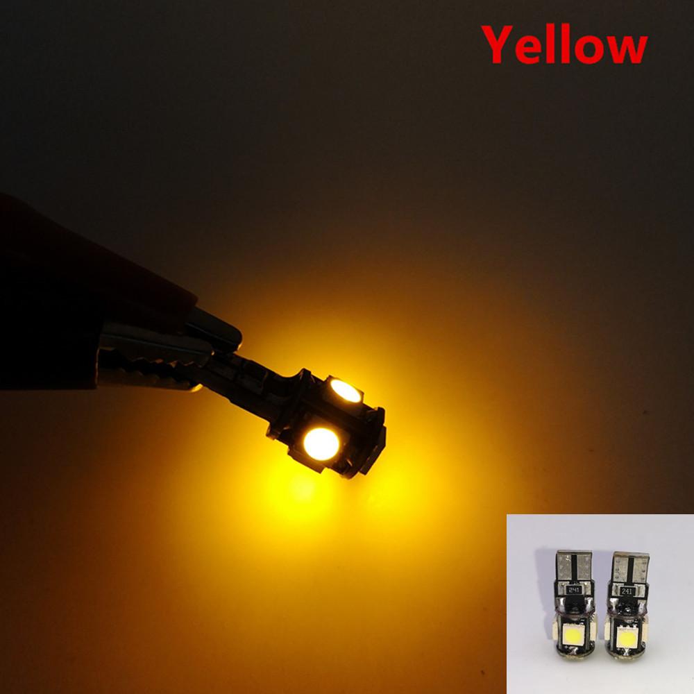 20PCS T10 Canbus White Blue Red Yellow Pink Green Ice Blue 5smd Car Light W5w 194 168 Error Bulbs DC 12V Wedge Lamp Parking Lamp