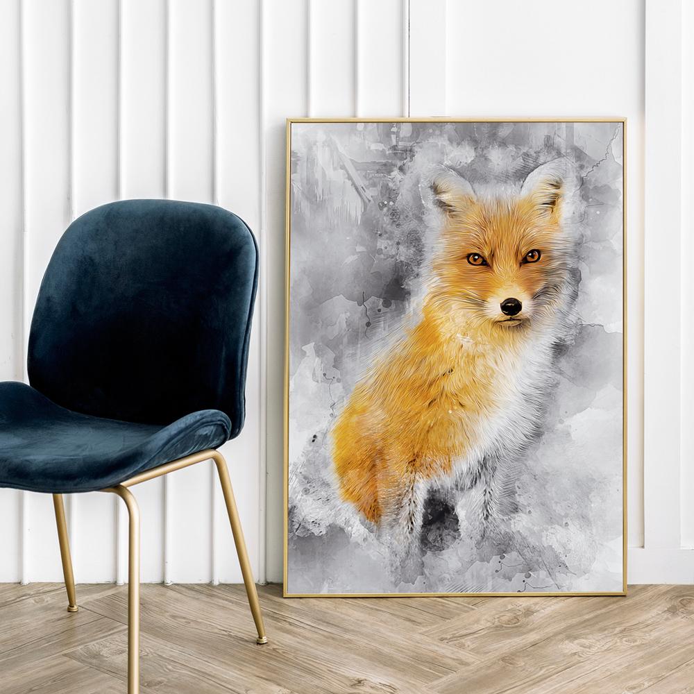 Плакат рыжая лиса абстракция
