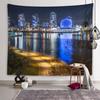 Гобелен с ночным освещением города, город, великолепная архитектура, гобелен для спальни, эстетика комнаты, украшение дома